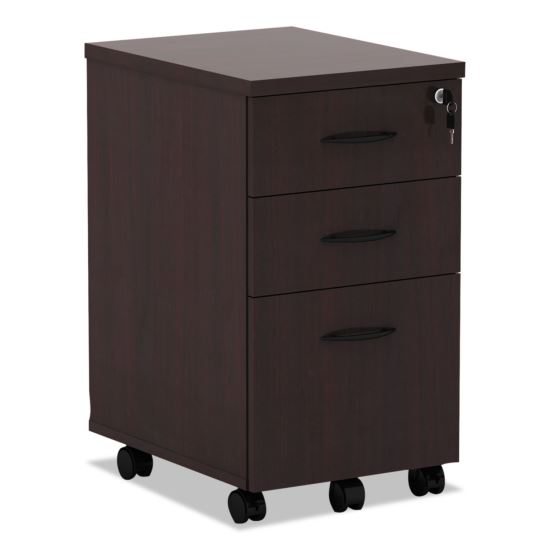 Alera Valencia Series Mobile Pedestal File, Left/Right, 3-Drawers: Box/Box/File, Legal/Letter, Mahogany, 15.88 x 20.5 x 28.381