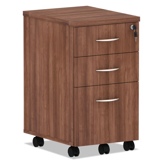 Alera Valencia Series Mobile Pedestal File, Left/Right, 3-Drawer: Box/Box/File, Legal/Letter, Walnut, 15.88 x 20.5 x 28.381