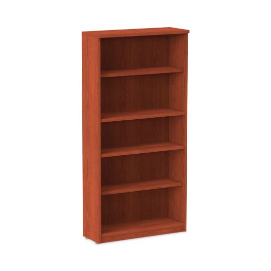 Alera Valencia Series Bookcase, Five-Shelf, 31 3/4w x 14d x 64 3/4h, Medium Cherry1