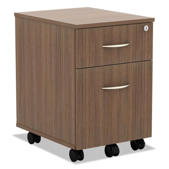 Alera Valencia Series Mobile Pedestal, Left/Right, 2-Drawers: Box/File, Legal/Letter, Modern Walnut, 15.88" x 19.13" x 22.88"1