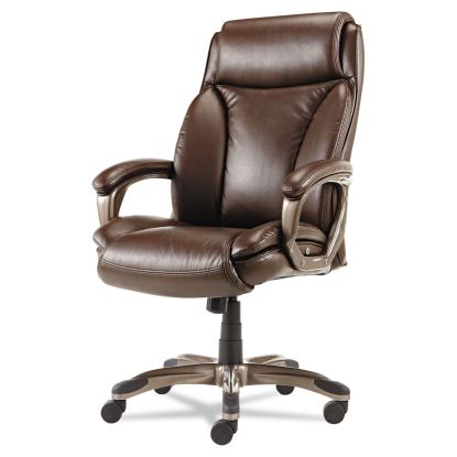 Alera Veon Series Executive High-Back Bonded Leather Chair, Supports Up to 275 lb, Brown Seat/Back, Bronze Base1