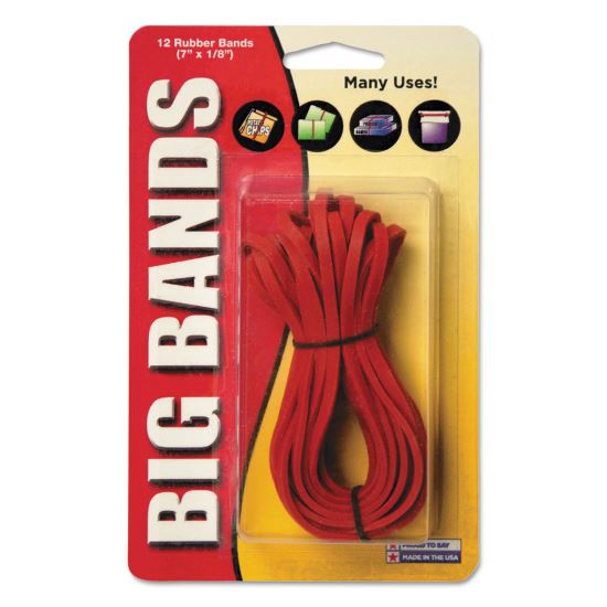 Big Bands Rubber Bands, Size 117B, 0.06" Gauge, Red, 12/Pack1