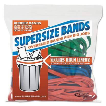 SuperSize Bands, 0.25" Width x Assorted Lengths, 4,060 psi Max Elasticity, Assorted Colors, 24/Pack1