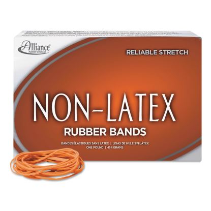 Non-Latex Rubber Bands, Size 19, 0.04" Gauge, Orange, 1 lb Box, 1,440/Box1