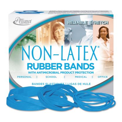 Antimicrobial Non-Latex Rubber Bands, Size 117B, 0.06" Gauge, Cyan Blue, 4 oz Box, 62/Box1