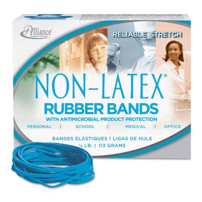 Antimicrobial Non-Latex Rubber Bands, Size 33, 0.04" Gauge, Cyan Blue, 4 oz Box, 180/Box1