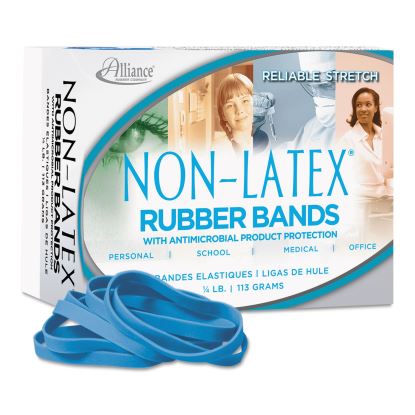Antimicrobial Non-Latex Rubber Bands, Size 64, 0.04" Gauge, Cyan Blue, 4 oz Box, 95/Box1