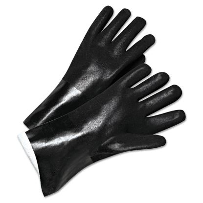 PVC-Coated Jersey-Lined Gloves, 14 in. Long, Black, Men's, 12/Pack1
