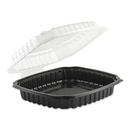 Culinary Basics Microwavable Container, 36 oz, 9 x 9 x 2.5, Clear/Black, 100/Carton1