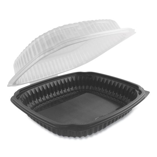 Culinary Lites Microwavable Container, 39 oz, 9 x 9 x 3.01, Clear/Black, 100/Carton1