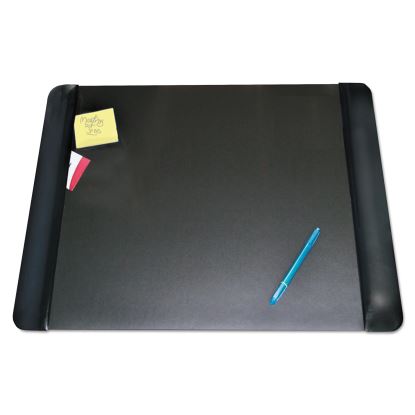 Executive Desk Pad with Antimicrobial Protection, Leather-Like Side Panels, 24 x 19, Black1