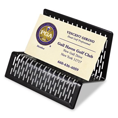 Urban Collection Punched Metal Business Card Holder, Holds 50 2 x 3.5 Cards, Perforated Steel, Black1