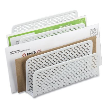 Urban Collection Punched Metal Letter Sorter, 3 Sections, DL to A6 Size Files, 6.5" x 3.25" x 5.5", White1