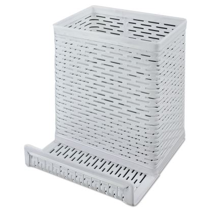 Urban Collection Punched Metal Pencil Cup/Cell Phone Stand, Perforated Steel, 3.5 x 3.5, White1