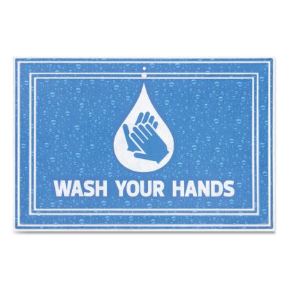 Message Floor Mats, 24 x 36, Blue, "Wash Your Hands"1