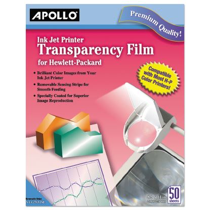 Quick-Dry Color Inkjet Transparency Film with Handling Strip, 8.5 x 11, 50/Box1