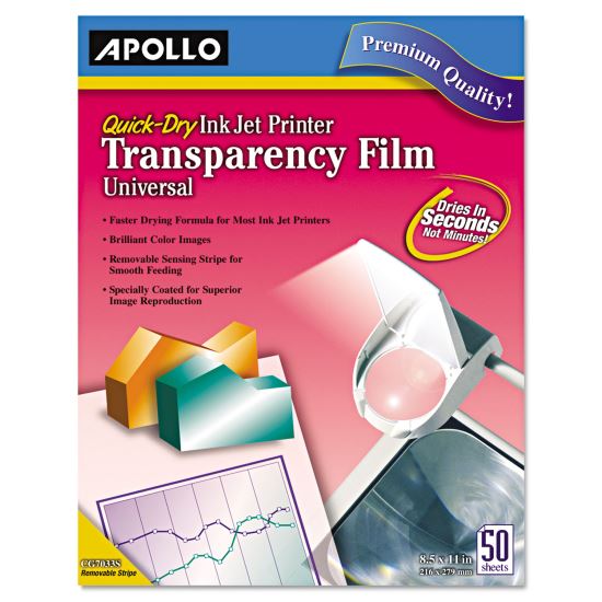 Quick-Dry Color Inkjet Transparency Film, 8.5 x 11, 50/Box1