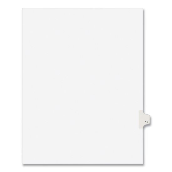 Preprinted Legal Exhibit Side Tab Index Dividers, Avery Style, 10-Tab, 19, 11 x 8.5, White, 25/Pack, (1019)1