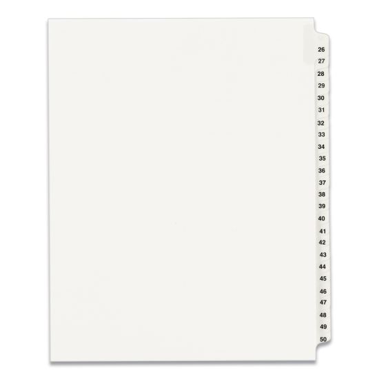 Preprinted Legal Exhibit Side Tab Index Dividers, Avery Style, 25-Tab, 26 to 50, 11 x 8.5, White, 1 Set, (1331)1