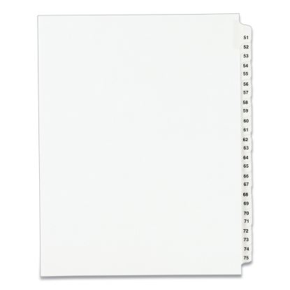 Preprinted Legal Exhibit Side Tab Index Dividers, Avery Style, 25-Tab, 51 to 75, 11 x 8.5, White, 1 Set, (1332)1