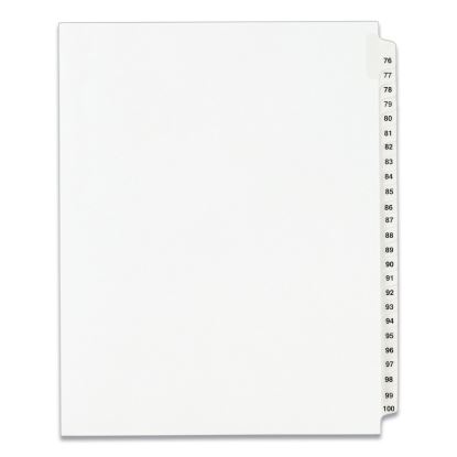 Preprinted Legal Exhibit Side Tab Index Dividers, Avery Style, 25-Tab, 76 to 100, 11 x 8.5, White, 1 Set, (1333)1