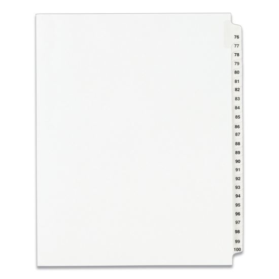 Preprinted Legal Exhibit Side Tab Index Dividers, Avery Style, 25-Tab, 76 to 100, 11 x 8.5, White, 1 Set, (1333)1