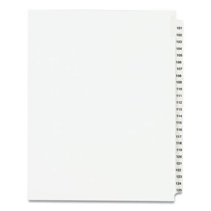 Preprinted Legal Exhibit Side Tab Index Dividers, Avery Style, 25-Tab, 101 to 125, 11 x 8.5, White, 1 Set, (1334)1