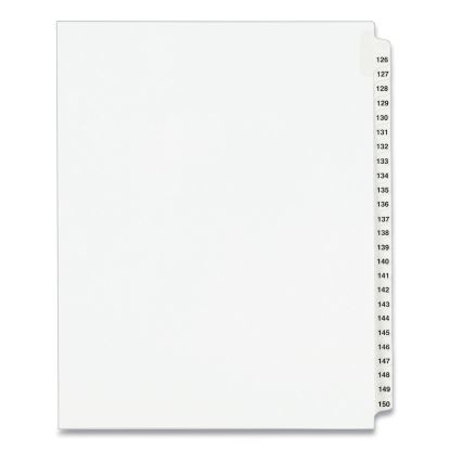 Preprinted Legal Exhibit Side Tab Index Dividers, Avery Style, 25-Tab, 126 to 150, 11 x 8.5, White, 1 Set, (1335)1