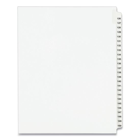 Preprinted Legal Exhibit Side Tab Index Dividers, Avery Style, 25-Tab, 126 to 150, 11 x 8.5, White, 1 Set, (1335)1