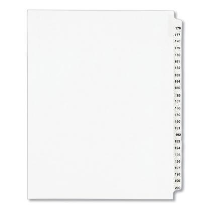 Preprinted Legal Exhibit Side Tab Index Dividers, Avery Style, 25-Tab, 176 to 200, 11 x 8.5, White, 1 Set, (1337)1