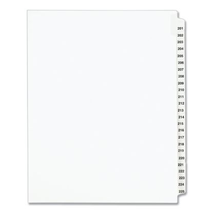 Preprinted Legal Exhibit Side Tab Index Dividers, Avery Style, 25-Tab, 201 to 225, 11 x 8.5, White, 1 Set, (1338)1