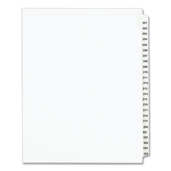 Preprinted Legal Exhibit Side Tab Index Dividers, Avery Style, 25-Tab, 201 to 225, 11 x 8.5, White, 1 Set, (1338)1