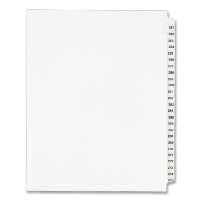 Preprinted Legal Exhibit Side Tab Index Dividers, Avery Style, 25-Tab, 251 to 275, 11 x 8.5, White, 1 Set, (1340)1