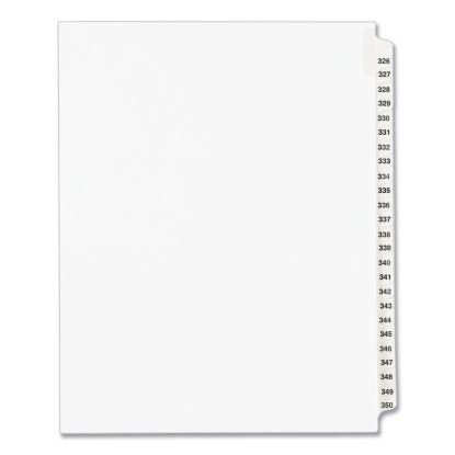 Preprinted Legal Exhibit Side Tab Index Dividers, Avery Style, 25-Tab, 326 to 350, 11 x 8.5, White, 1 Set, (1343)1