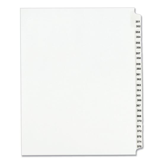 Preprinted Legal Exhibit Side Tab Index Dividers, Avery Style, 25-Tab, 351 to 375, 11 x 8.5, White, 1 Set, (1344)1