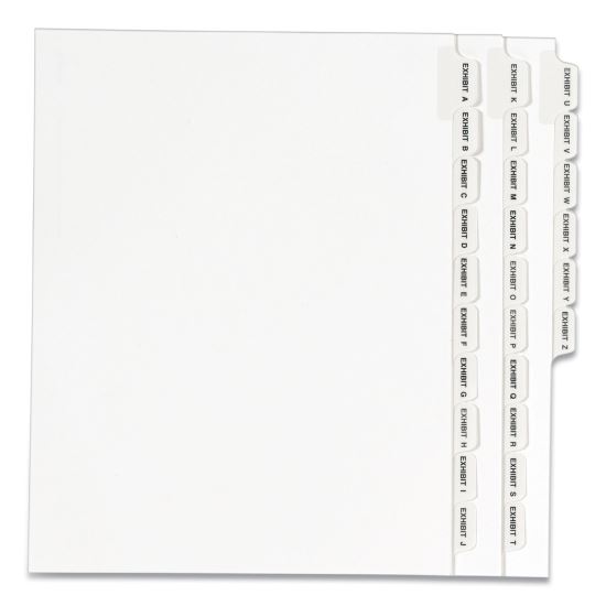 Preprinted Legal Exhibit Side Tab Index Dividers, Avery Style, 26-Tab, Exhibit A - Exhibit Z, 11 x 8.5, White, 1 Set, (1370)1