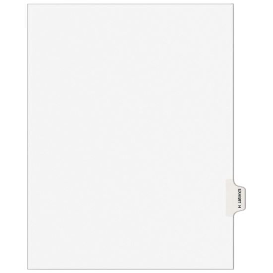 Avery-Style Preprinted Legal Side Tab Divider, Exhibit H, Letter, White, 25/Pack, (1378)1