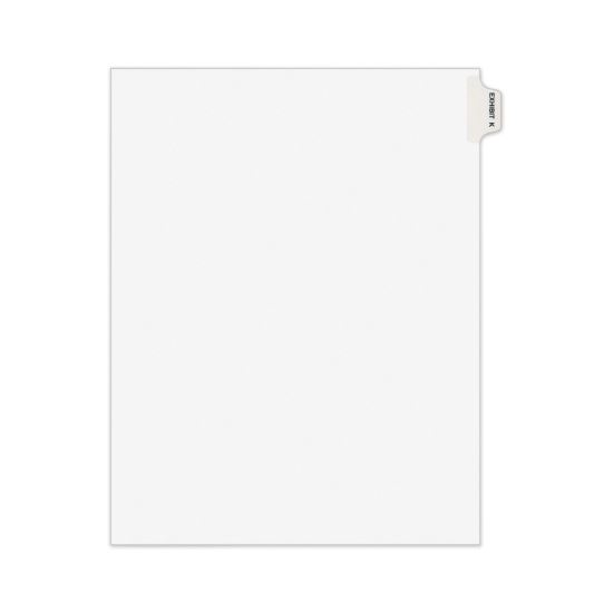 Avery-Style Preprinted Legal Side Tab Divider, Exhibit K, Letter, White, 25/Pack, (1381)1