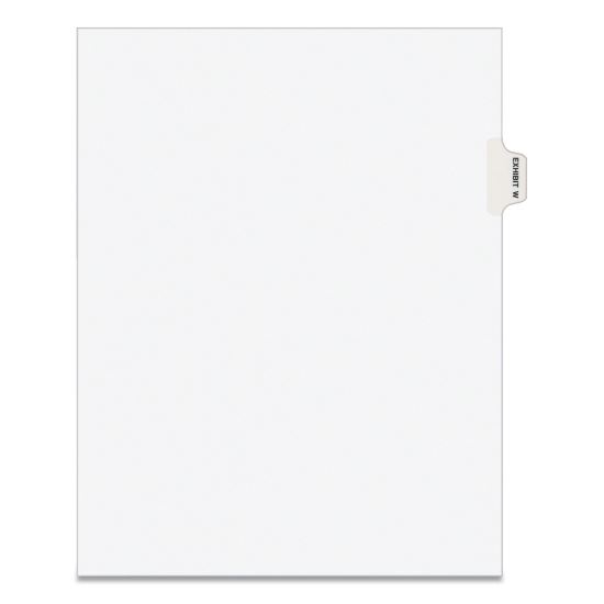 Avery-Style Preprinted Legal Side Tab Divider, Exhibit W, Letter, White, 25/Pack, (1393)1