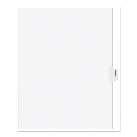 Avery-Style Preprinted Legal Side Tab Divider, Exhibit Z, Letter, White, 25/Pack, (1396)1