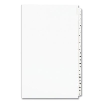 Preprinted Legal Exhibit Side Tab Index Dividers, Avery Style, 25-Tab, 1 to 25, 14 x 8.5, White, 1 Set, (1430)1