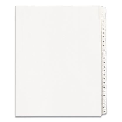 Preprinted Legal Exhibit Side Tab Index Dividers, Allstate Style, 25-Tab, 1 to 25, 11 x 8.5, White, 1 Set, (1701)1