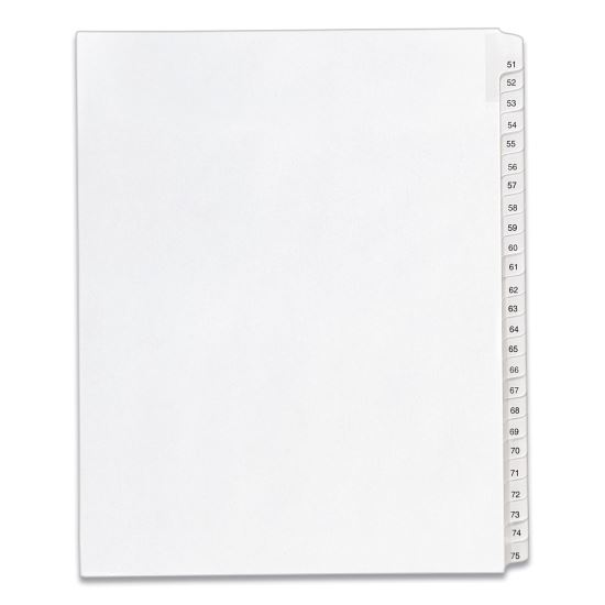 Preprinted Legal Exhibit Side Tab Index Dividers, Allstate Style, 25-Tab, 51 to 75, 11 x 8.5, White, 1 Set, (1703)1