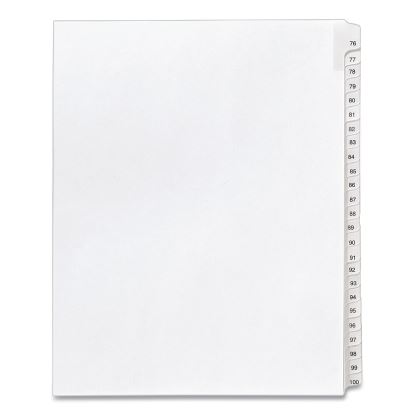 Preprinted Legal Exhibit Side Tab Index Dividers, Allstate Style, 25-Tab, 76 to 100, 11 x 8.5, White, 1 Set, (1704)1