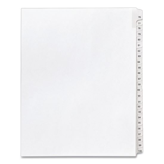 Preprinted Legal Exhibit Side Tab Index Dividers, Allstate Style, 25-Tab, 76 to 100, 11 x 8.5, White, 1 Set, (1704)1