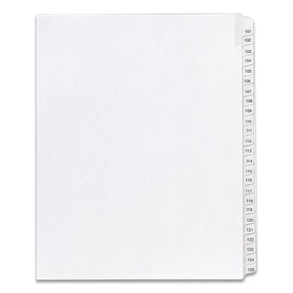 Preprinted Legal Exhibit Side Tab Index Dividers, Allstate Style, 25-Tab, 101 to 125, 11 x 8.5, White, 1 Set, (1705)1
