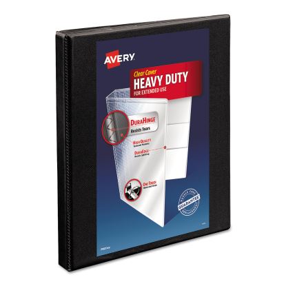 Heavy-Duty Non Stick View Binder with DuraHinge and Slant Rings, 3 Rings, 0.5" Capacity, 11 x 8.5, Black, (5233)1