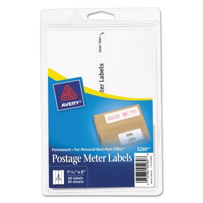 Postage Meter Labels for Personal Post Office, 1.78 x 6, White, 2/Sheet, 30 Sheets/Pack, (5289)1