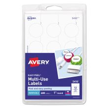 Removable Multi-Use Labels, Inkjet/Laser Printers, 1" dia., White, 12/Sheet, 50 Sheets/Pack, (5410)1