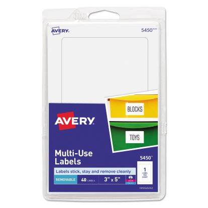 Removable Multi-Use Labels, Inkjet/Laser Printers, 3 x 5, White, 40/Pack, (5450)1